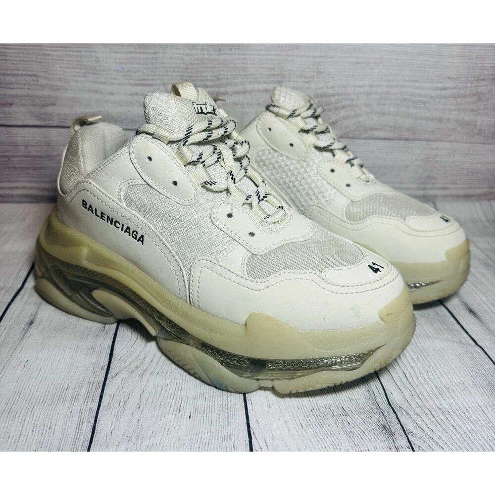 Balenciaga Triple S Men's Beige Rubber Sneakers Size EU 41 US 8 NO BOX